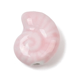 Pink Фарфоровые бусины ручной работы, форма раковины, яркие глазированный фарфор, розовые, 21x17.5x9 мм, отверстие : 2 мм