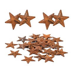 Coconut Brown 30Pcs Iron Display Decorations, Rusty Metal Star Ornament, Star, Coconut Brown, 26.5x25.5x2.5mm