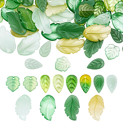 (52) Непрозрачная лаванда 120 шт. 12 стили подвески ручной работы из стекла и лэмпворка, лист, разноцветные, 15~28x10~17x3~4 мм, отверстие : 1~1.4 мм, 10 шт / стиль