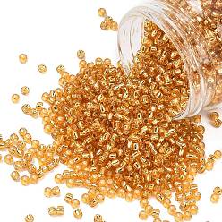 (22B) Silver Lined Medium Topaz Тохо 8/0 круглые бусины, японский бисер, (22 b) средний топаз с серебряной подкладкой, 3 мм, отверстие : 1 мм, Около 10000 шт / фунт