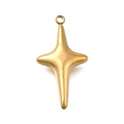 Настоящее золото 18K 304 подвески из нержавеющей стали, звезда очарование, ионное покрытие (ip), реальный 18 k позолоченный, 28x15x6 мм, отверстие : 1.8 мм