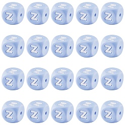 Letter Z 20Pcs Blue Cube Letter Silicone Beads 12x12x12mm Square Dice Alphabet Beads with 2mm Hole Spacer Loose Letter Beads for Bracelet Necklace Jewelry Making, Letter.Z, 12mm, Hole: 2mm