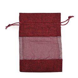 Темно-Красный Пакеты для упаковки в хлопок, шнурок сумки, с лентами из органзы, темно-красный, 18.3x13x0.35 см