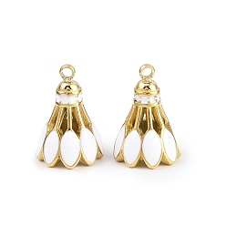 Настоящее золото 18K 304 нержавеющей стальной эмали подвески, бадминтон, ионное покрытие (ip), ручная полировка, реальный 18 k позолоченный, 15x10 мм, отверстие : 1.4 мм