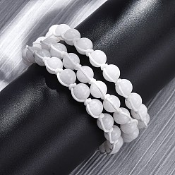 Белый Нефрит Браслеты из натуральных белых нефритовых бусин в несколько рядов для мужчин и женщин, 8-5/8 дюйм (22 см)