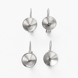 Нержавеющая Сталь Цвет 304 из нержавеющей стали выводы Leverback серьги, с стразами настройки, цвет нержавеющей стали, 18x9 мм, штифты : 0.8 мм, пригодный для стразов 8 мм