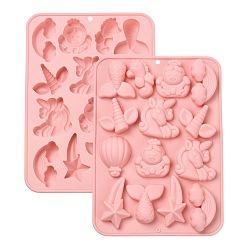 Pink 2шт. силиконовые формы серии «Единорог», розовые, 23×16×1.5см