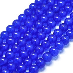 Темно-Синий Натуральный Malaysia нефритовые бусы пряди, окрашенная и подогревом, круглые, темно-синий, 4~4.5 мм, отверстие : 0.8 мм, около 85~88 шт / нитка, 14.57~14.96 дюйм (37~38 см)
