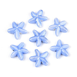 Васильковый Фарфоровые бусины ручной работы, морская звезда, яркие глазированный фарфор, васильковый, 17~17.5x17~17.5x5~5.5 мм, отверстие : 1.6~2 мм