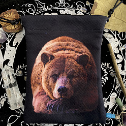 Медведь Бархатные мешочки с животным принтом и шнурком для хранения ювелирных изделий, прямоугольные сумки для драгоценностей, для хранения ювелирных изделий, медведь, 18x13 см