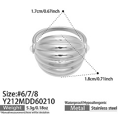 Круглые 304 палец кольца из нержавеющей стали, цвет нержавеющей стали, круглые, размер США 7 (17.3 мм)
