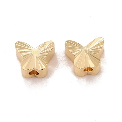 Real 24K Gold Plated Rack Plating Eco-friendly Brass Beads, Lead Free & Cadmium Free, Long-Lasting Plated, Textured, Butterfly, Real 24K Gold Plated, 5x5.5x3mm, Hole: 1mm