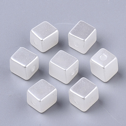 Ivoire Perles de nacre en plastique ABS, carrée, blanc crème, 8x8x8mm, trou: 2 mm, environ 940 pcs / 500 g