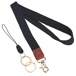 Черный Полиэстеровые эластичные шейные ремни, ремешки для именных карточек, Сплав с застежкой, чёрные, 464 мм