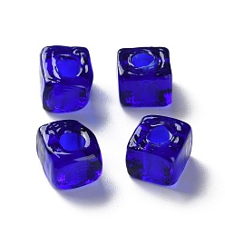 Темно-Синий Бусины лэмпворк , квадратный, темно-синий, 9.5~11.5x10~12x8~8.5 мм, отверстие : 3.5~4 мм