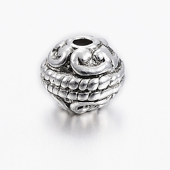 Antik Silber Farbe Tibetischer stil legierung perlen, Runde, Bleifrei und cadmium frei, Antik Silber Farbe, 8x7 mm, Bohrung: 2 mm