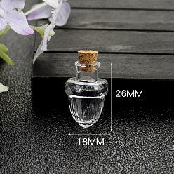 Acorn Clear Glass Bead Containers, with Cork, Wishing Bottle, Acorn, 1.8x2.6cm
