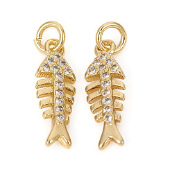 Золотой Латунные микро проложить кубического циркония прелести, с прыжковых колец, елочка, прозрачные, золотые, 14.7x4.7x1.6 мм, кольца прыжок: 4x0.8 мм, 2 мм внутренним диаметром