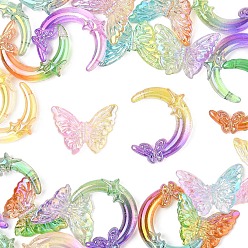 (52) Непрозрачная лаванда 20 шт. 2 стили прозрачные акриловые бусины с УФ-покрытием, радужный, бабочка/луна, разноцветные, 27.5~41.5x37.5x8.5~10.5 мм, отверстие : 2 мм, 10 шт / стиль