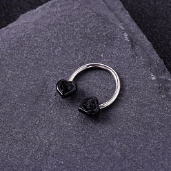 Сердце 316l круглая/подковообразная штанга из нержавеющей стали с микропаве из кубического циркония, сердце, внутренний диаметр: 10 мм, штифты : 1.2 мм