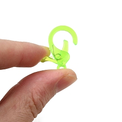 Lime Transparent Plastic Lobster CLaw Clasps, Lime, 26x19x6mm, Hole: 2mm