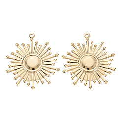 Light Gold Eco-Friendly Iron Pendants Cabochon Settings, Cadmium Free & Lead Free, FLat Round, Light Gold, 40x35x1.5mm, Hole: 1.8mm, Tray: 7mm