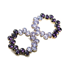 Tanzanite Teardrop Ring Alloy Rhinestone Stud Earrings for Women, Tanzanite, 68mm