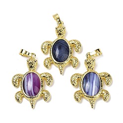 Полосатый Агат Подвески из натурального полосчатого агата (окрашенного и нагретого) и латуни, окрашенная и подогревом, стойки покрытие, без кадмия и без свинца, в форме морской черепахи, 38x27.5x7 мм, отверстие : 8x5 мм