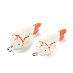 Fish Непрозрачные подвески смолы, с платиновыми тоновыми железными петлями, рыба, 30x11x12 мм, отверстие : 1.8 мм