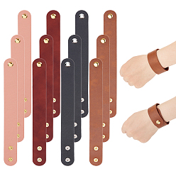 (52) Непрозрачная лаванда 12шт. 4 стили регулируемые браслеты из кожаного шнура, с золотистыми железными кнопками, разноцветные, 22~22.1x2.5x0.2~0.5 см, 3 шт / стиль