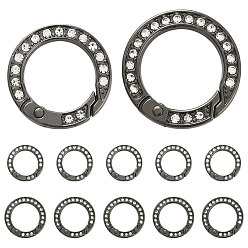 Черный Цвет Металла 16 шт. 2 стили сплава стразовые пружинные затворные кольца, кольцо, металлический черный , 25~28x4.5~5 мм, 8 шт / стиль