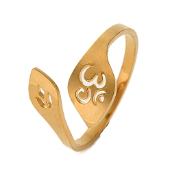 Настоящее золото 18K 304 открытые манжеты из нержавеющей стали, украшения для женщин, лист, реальный 18 k позолоченный, размер США 8 1/2 (18.5 мм)