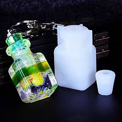 Квадрат Силиконовые формы для бутылок желаний своими руками, зыбучие формы, формы для литья смолы, для уф-смолы, изготовление изделий из эпоксидной смолы, квадратный, 5.2x3.25x2.6см и 1.7x1.8мм, отверстие : 8~ 20 мм