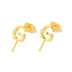Echt 18 k vergoldet Messing ohrstecker erkenntnisse, Buchstaben g, für die Hälfte gebohrt Perlen, Cadmiumfrei und Nickel frei und Bleifrei, echt 18 k vergoldet, 15.5x8 mm, Stift: 11x0.8 und 1 mm