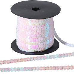 Белый 1 рулоны пластиковых пайеток/цепочек из пайеток, AB цвет, белые, 6 мм, 1roll / комплект