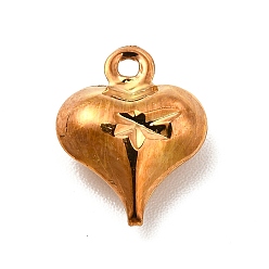 Золотой Стойки обшивки латунные подвески, долговечный, шарма сердца, золотые, 11.5x9x4 мм, отверстие : 1 мм
