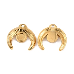 Real 18K Gold Plated Ion Plating(IP) 304 Stainless Steel Pendant Cabochon Settings, Cresent Moon, Real 18K Gold Plated, Tray: 3.8mm, 16.5x16.5x2mm, Hole: 1.6mm