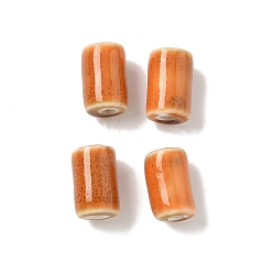 Шоколадный Фарфоровые бусины ручной работы, колонка, фантазии античного стекла фарфора, цвет шоколада, 10~11x6.5~7 мм, отверстие : 2~2.2 мм