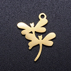 Золотой 201 подвески из нержавеющей стали, стрекоза, золотые, 18x14x1 мм, отверстие : 1.5 мм
