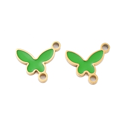 Golden Ion Plating(IP) 304 Stainless Steel Enamel Connector Charms, Butterfly Link, Golden, 12x11.5x1mm, Hole: 1.5mm