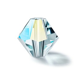 60001 200 Silver Aquamarine AB Хрустальные бусины preciosa®, чешский хрусталь, биконус(451 69 302 рондель), 60001 200 серебристый аквамарин ab, 4 мм, отверстие : 0.8 мм