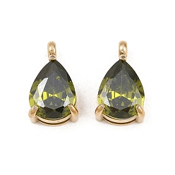 Цвет Оливы 304 подвески из нержавеющей стали, с кубического циркония, слезинки, золотые, оливковый, 11x6.5x4.5 мм, отверстие : 1.4 мм