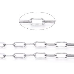 Нержавеющая Сталь Цвет Устойчивы к потускнению 304 цепочки из нержавеющей стали, несварные, с катушкой, Плоско-овальные, цвет нержавеющей стали, 13.5x6x1.5 мм, шпуля: 65.5x61.5 мм, около 32.8 футов (10 м) / рулон