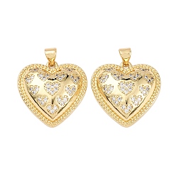 Настоящее золото 18K Латунные микро проложить кубического циркония подвески, сердце, стойки покрытие, долговечный, без свинца и без кадмия, реальный 18 k позолоченный, 22.5x22x6 мм, отверстие : 4x3.5 мм