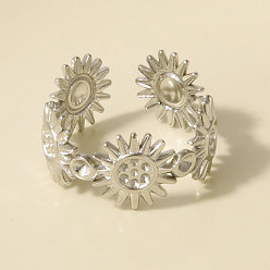 Нержавеющая Сталь Цвет 304 регулируемые манжеты из нержавеющей стали с открытыми кольцами, солнце, цвет нержавеющей стали, 10 мм, внутренний диаметр: 17 мм