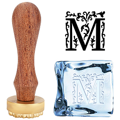 Letter M 1Ручка из грушевидного дерева из поликарбоната с 1латунной головкой из поликарбоната, для сургучной печати, квадратный с прямоугольными бархатными мешочками 1 шт., Буква М, 30x12 мм