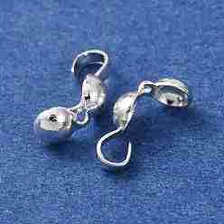Plata Consejos grano de bronce, cubierta de nudo de concha, plata, 8.5x3.5 mm, agujero: 1 mm, diámetro interior: 2.5 mm
