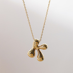 Letter K Brass Chunky Initial Pendant Necklaces, with Stainless Steel Lobster Claw Clasps, Real 14K Gold Plated, Letter K, 17.72~18.90 inch(45~48cm)
