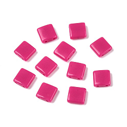 Темно-Розовый Непрозрачные акриловые слайды, квадратный, темно-розовыми, 5.2x5.2x2 мм, отверстие : 0.8 мм