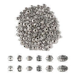 Античное Серебро 370 шт. 6 бусины в тибетском стиле, без никеля , разнообразные, античное серебро, 4~6x4~6.5 мм, отверстие : 1~2.5 мм, 6 стиль / набор
